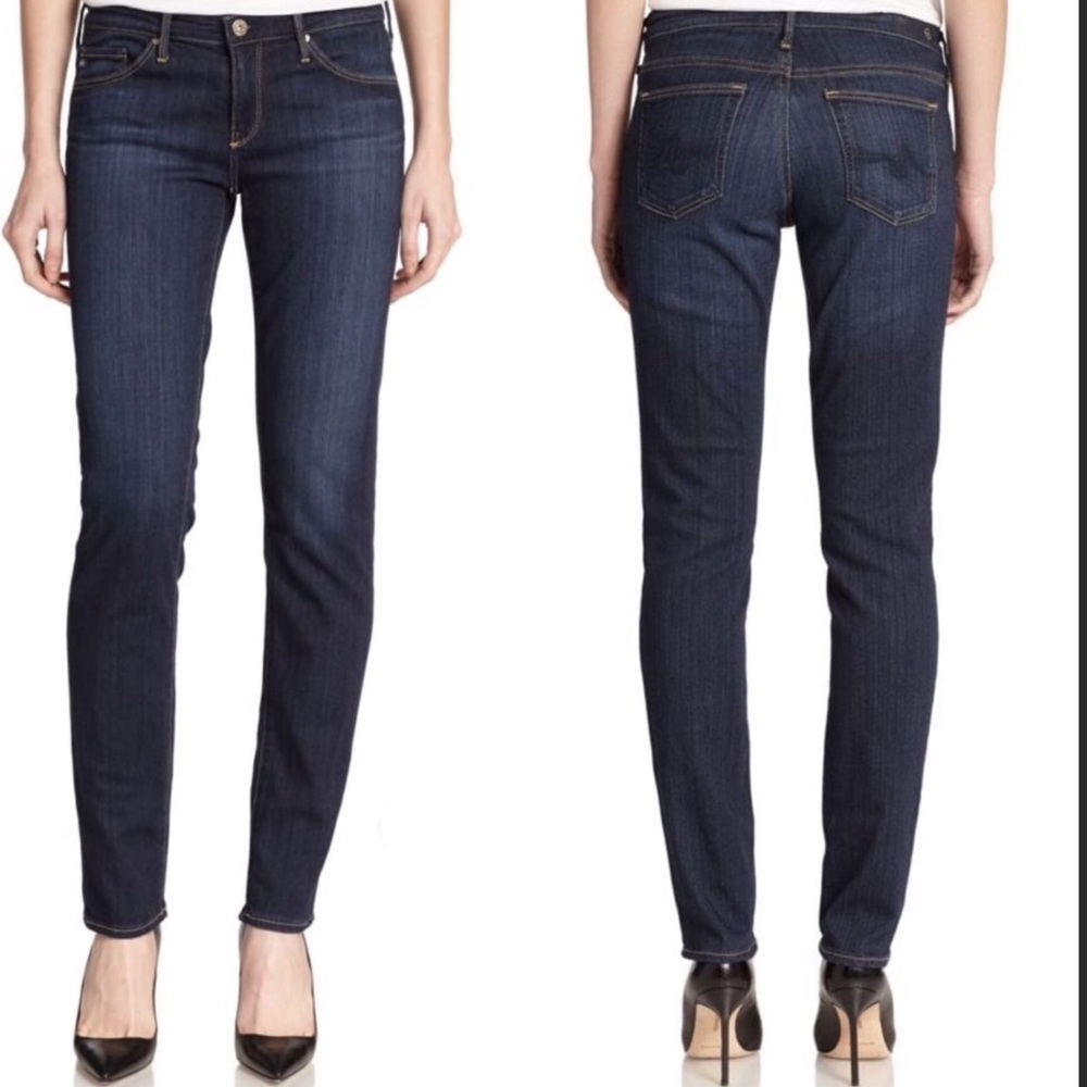 AG Adriano GoldSchmied Jeans Skinny The Stilt Cigarette EUC 24 Dark Excellent…